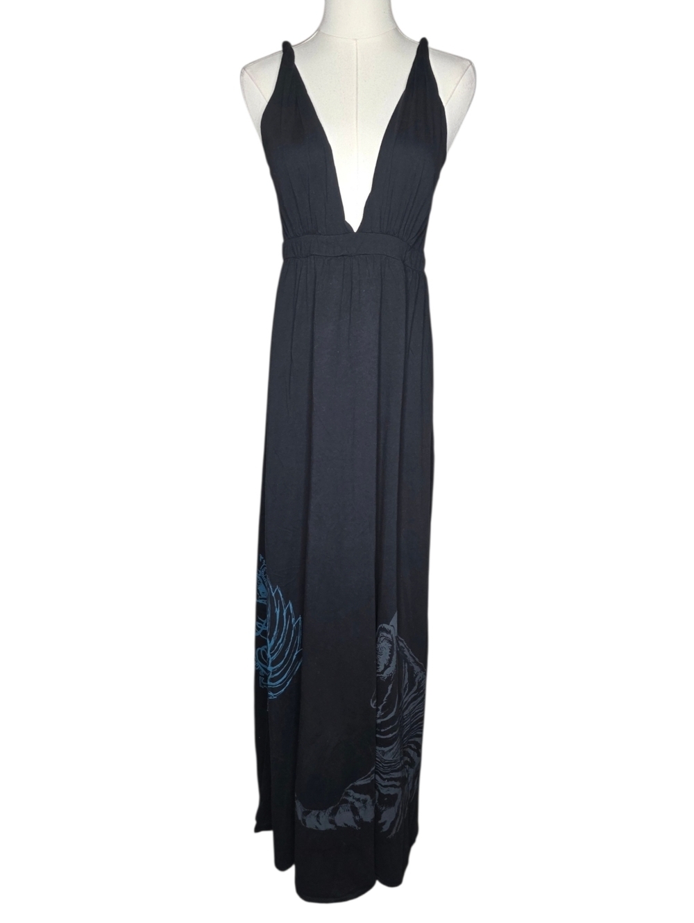 Key Closet LA Black Graphic Maxi Dress Tiger Crown Y2K Sleeveless L - Picture 2 of 10